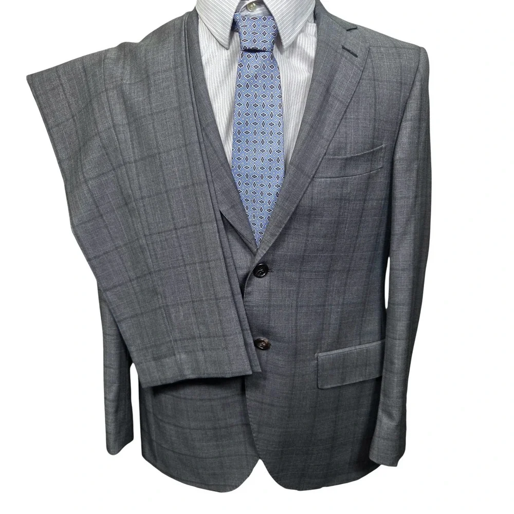 Ledbury GUABELLO Plaid Check Wool Suit Rare‎ Mens 40R 32×29 Made In Italy